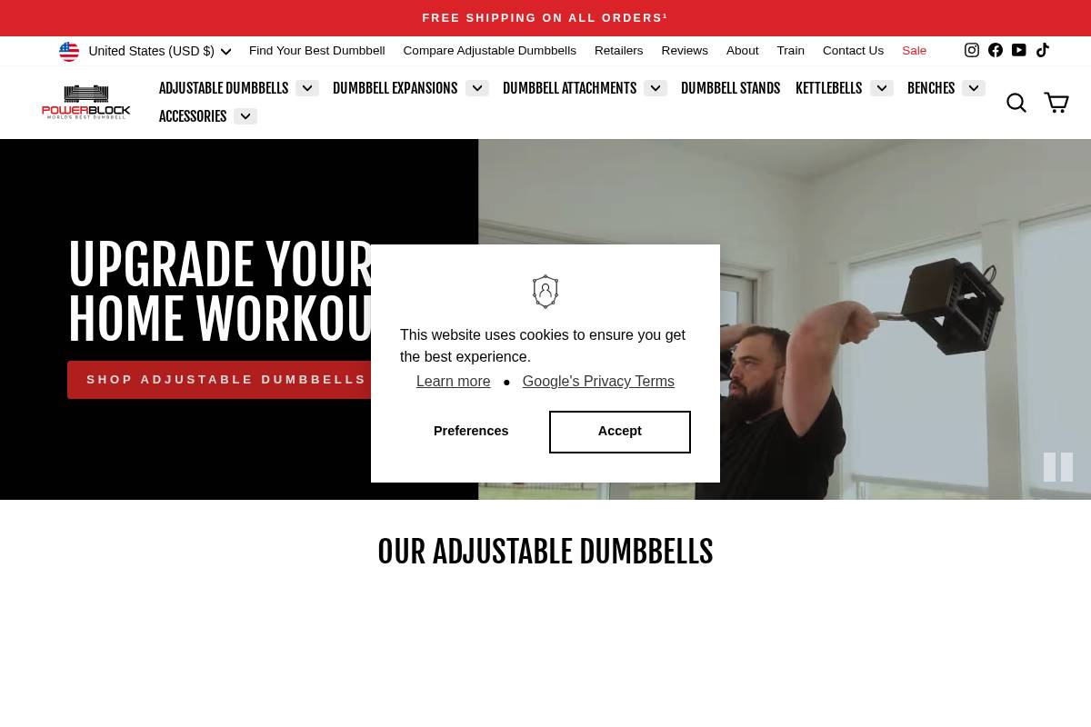 PowerBlock homepage screenshot