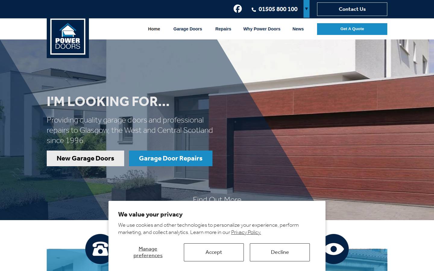 Power Doors homepage screenshot