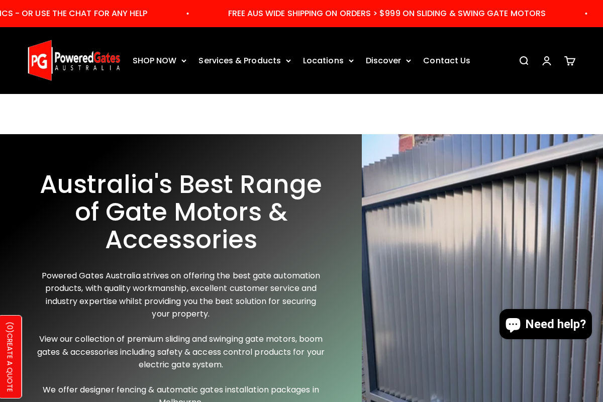 poweredgatesaustralia.com homepage screenshot
