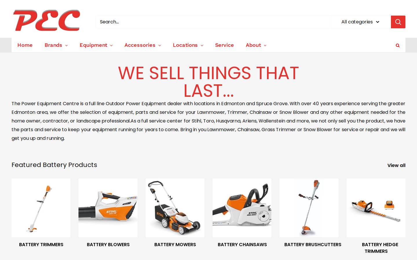 powerequipmentcentre.com homepage screenshot