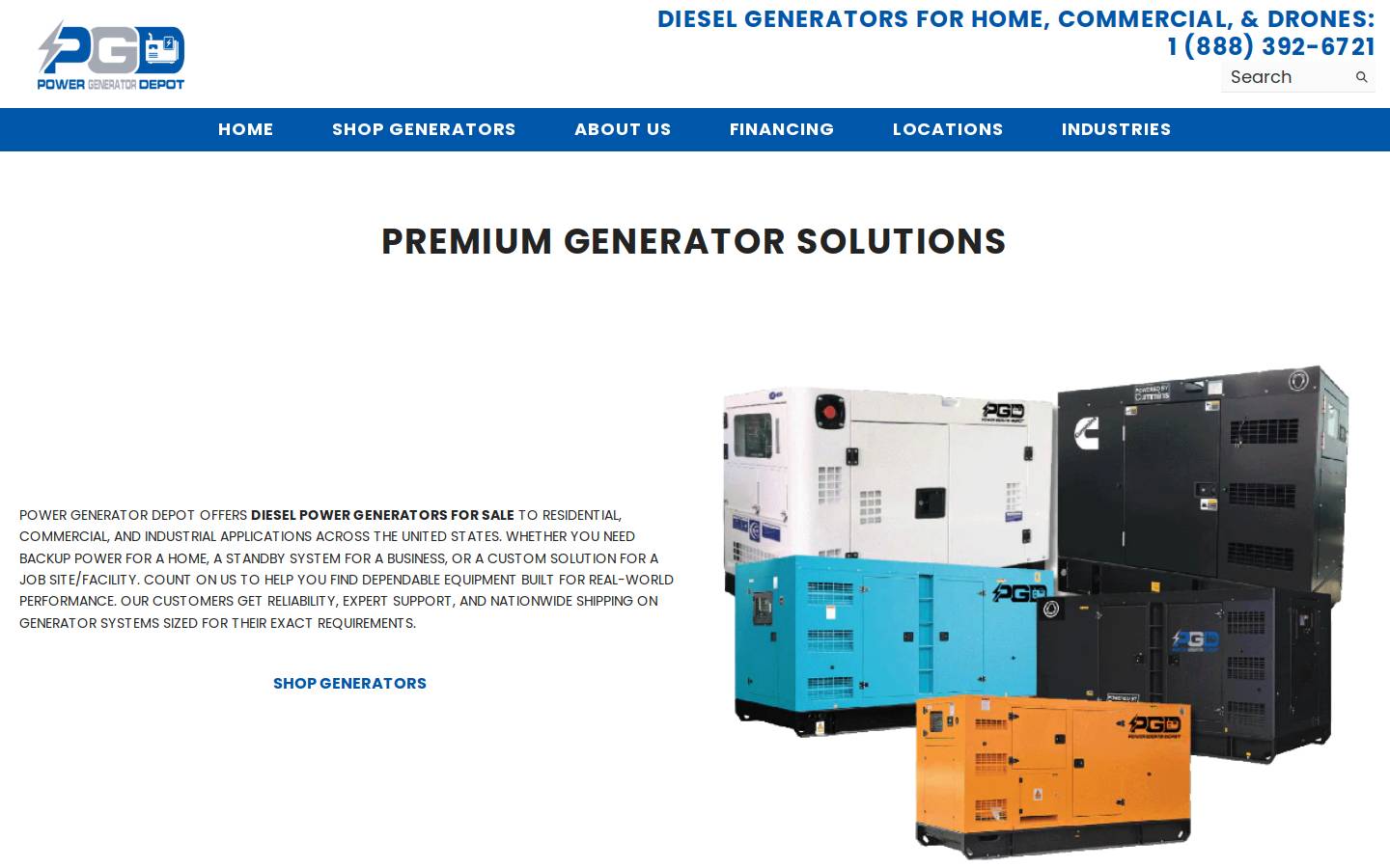 powergeneratordepot.com homepage screenshot