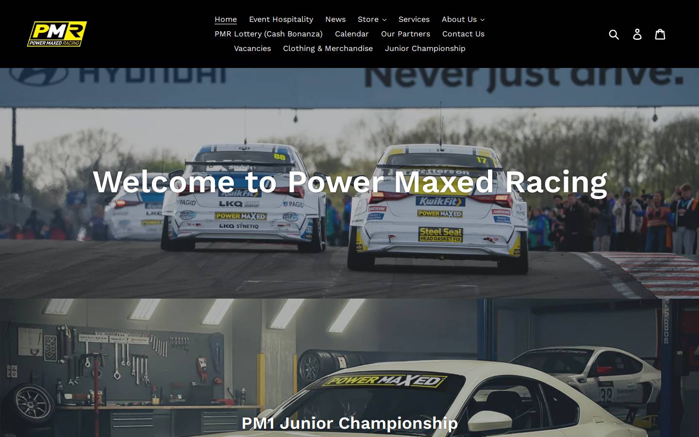 powermaxedracing.com homepage screenshot