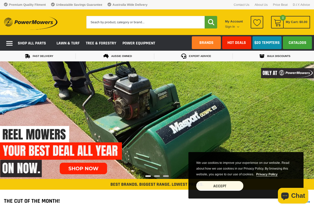 Power Mowers homepage screenshot