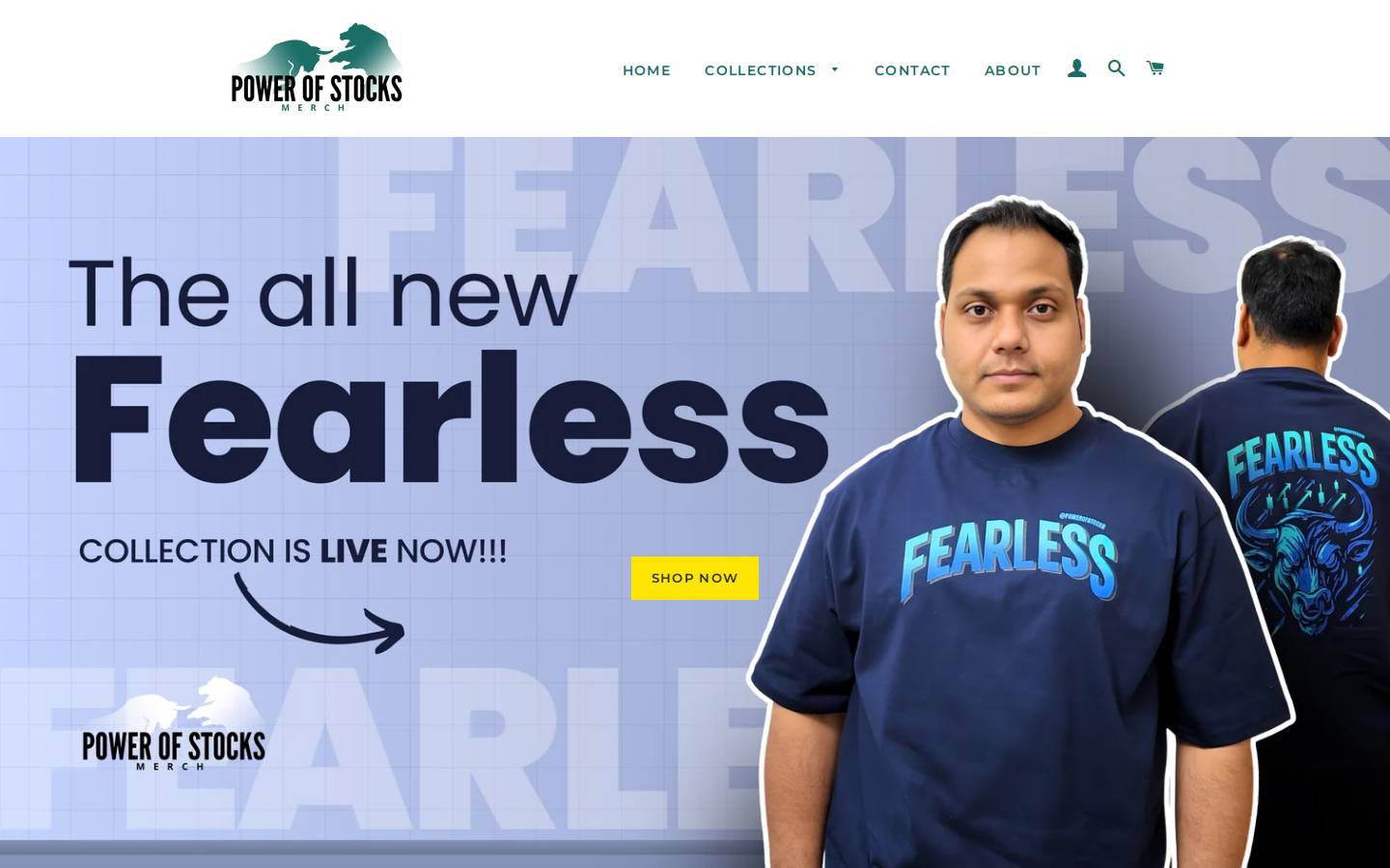 powerofstocksmerch.com homepage screenshot