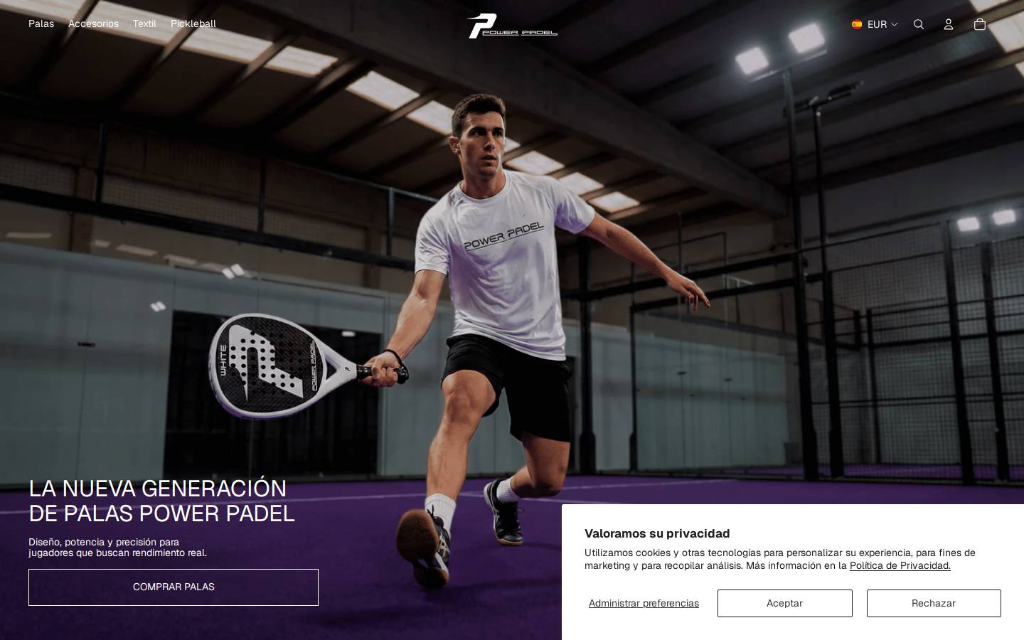 powerpadel.com homepage screenshot