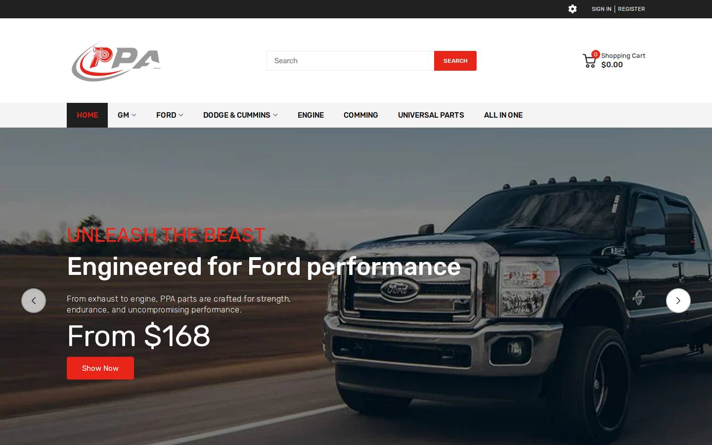 powerproparts.com homepage screenshot