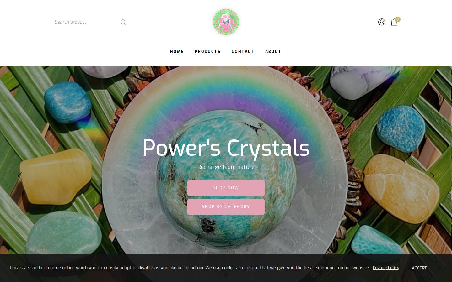 powerscrystals.com homepage screenshot