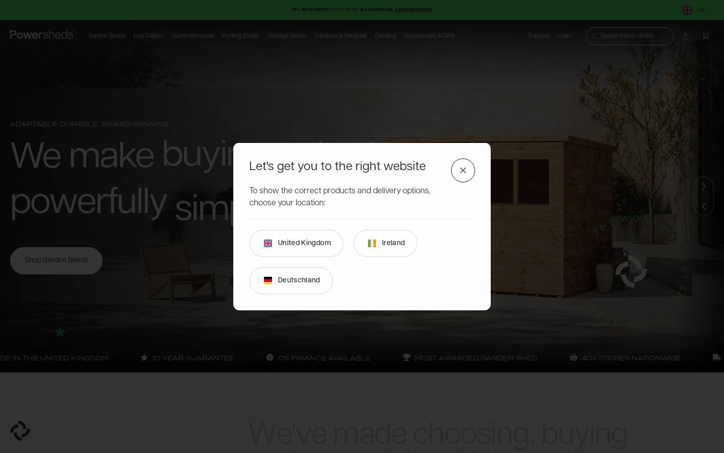 Powersheds homepage screenshot