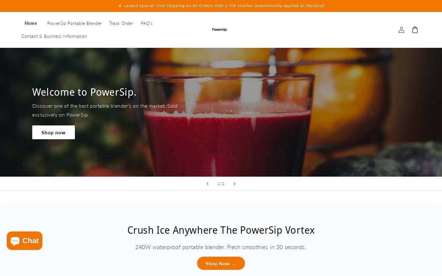 Powersip homepage screenshot