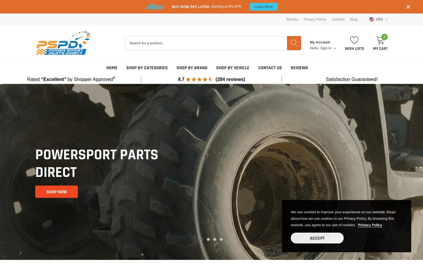 powersportpartsdirect.com homepage screenshot