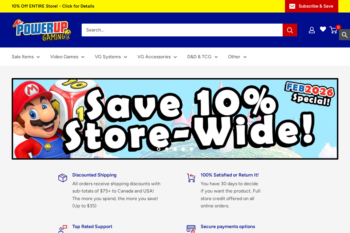 Power Up Gaming homepage screenshot