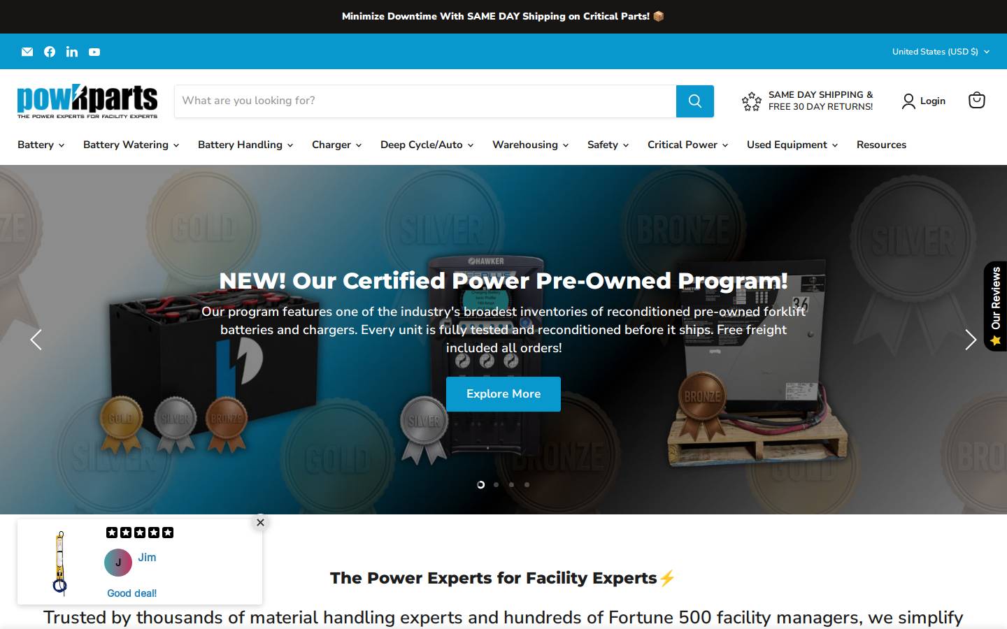 powrparts.com homepage screenshot