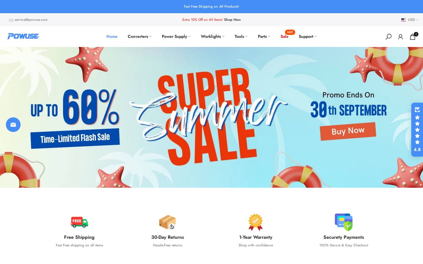 Powuse homepage screenshot