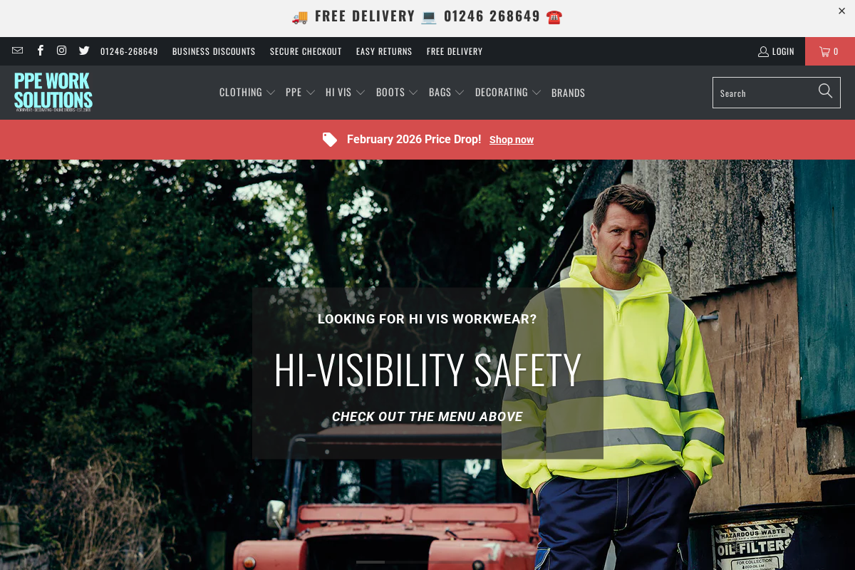 PPE Work Solutions homepage screenshot