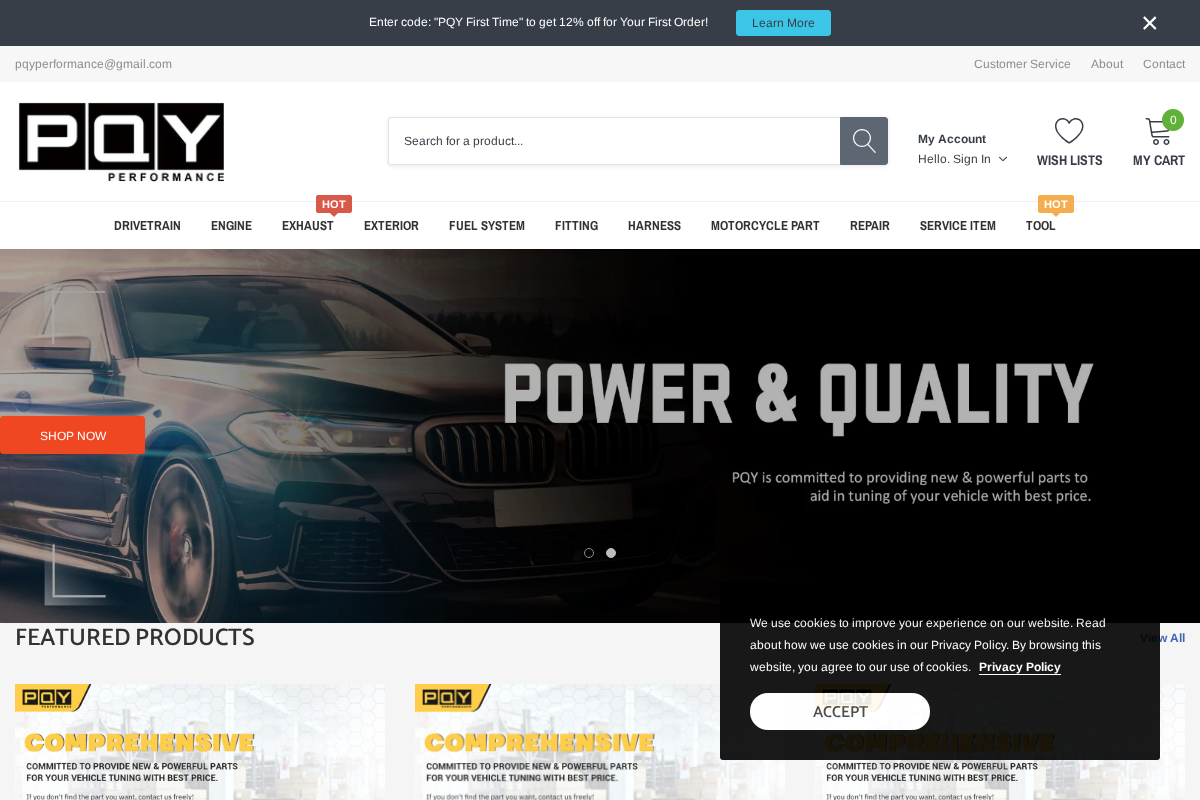PQYracing homepage screenshot
