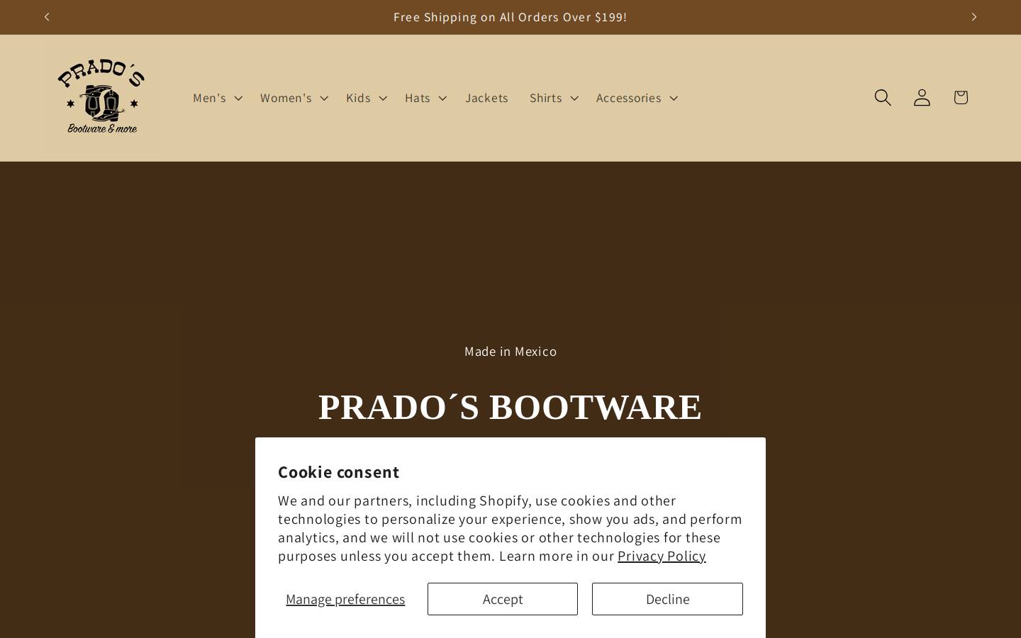 pradosbootware.ca homepage screenshot