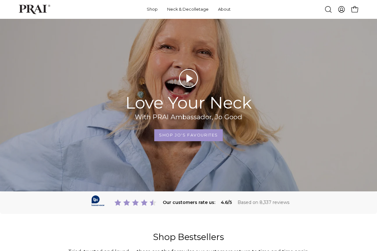 PRAI Beauty UK homepage screenshot