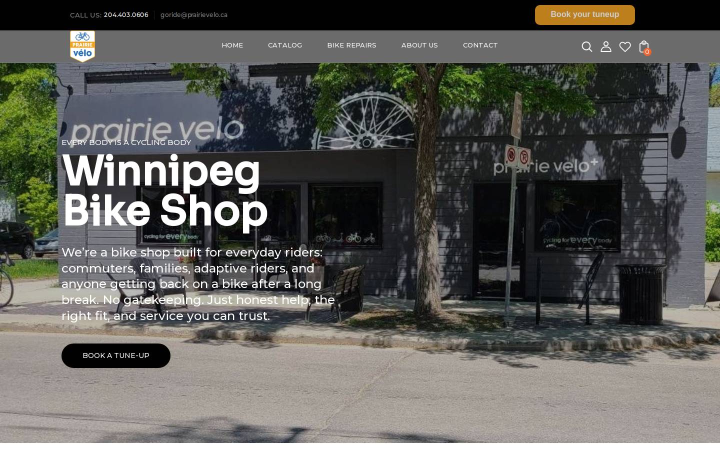 prairievelo.ca homepage screenshot