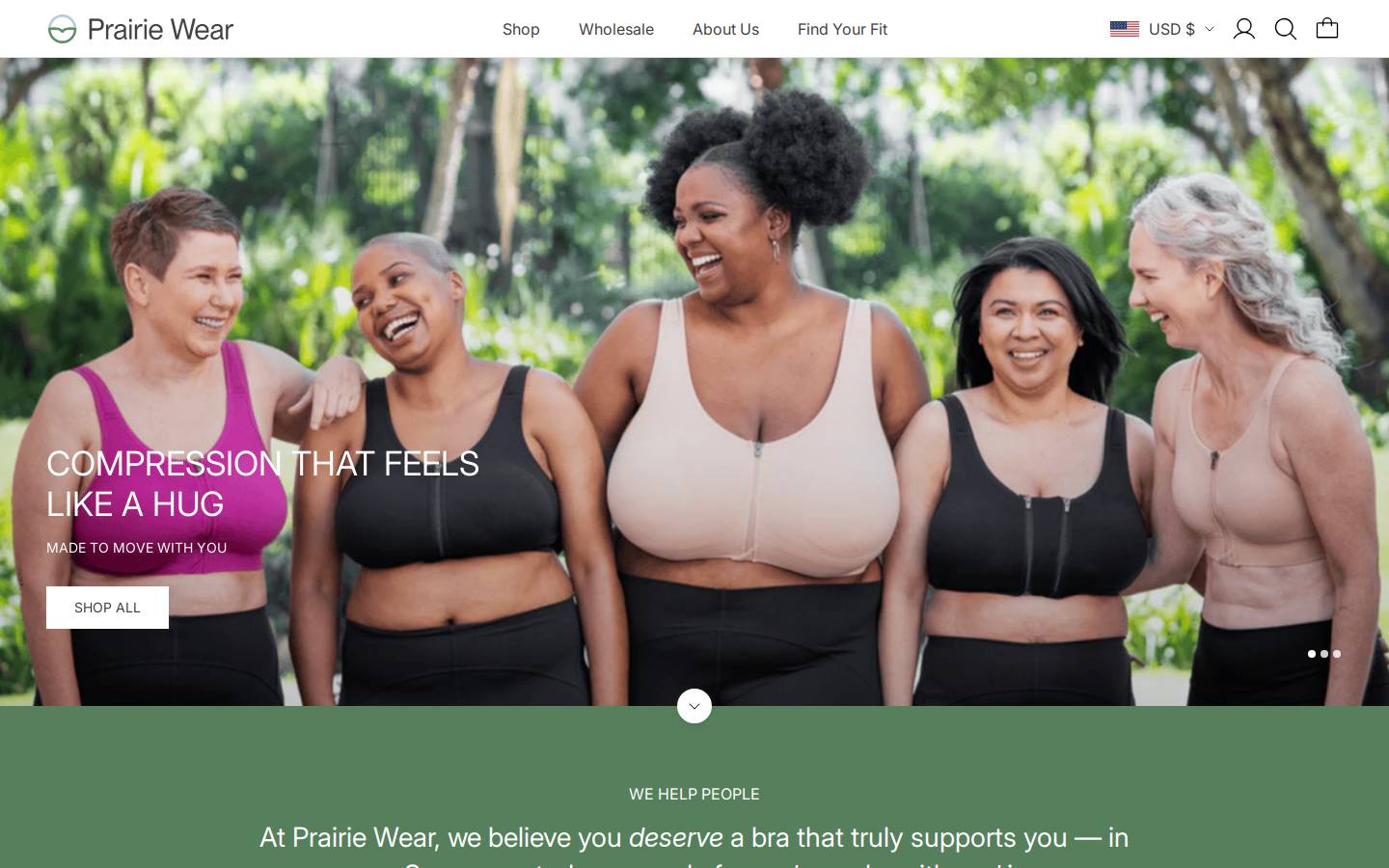 prairiewear.com homepage screenshot