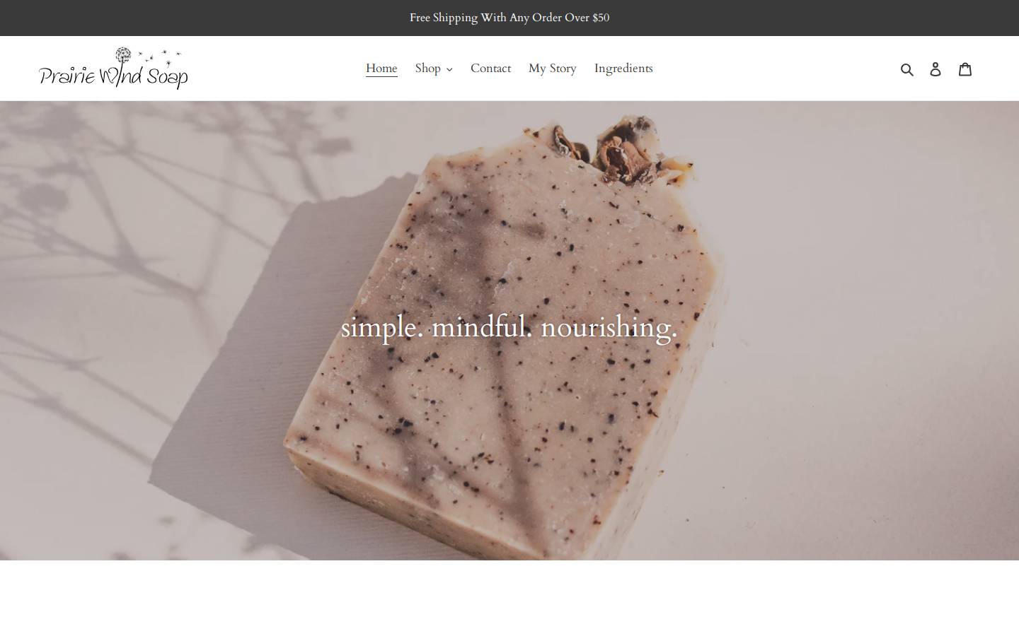 prairiewindsoap.com homepage screenshot