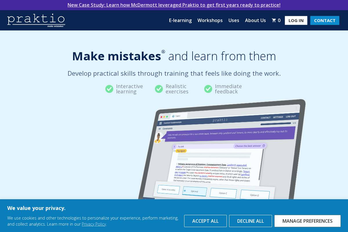 praktio.com homepage screenshot