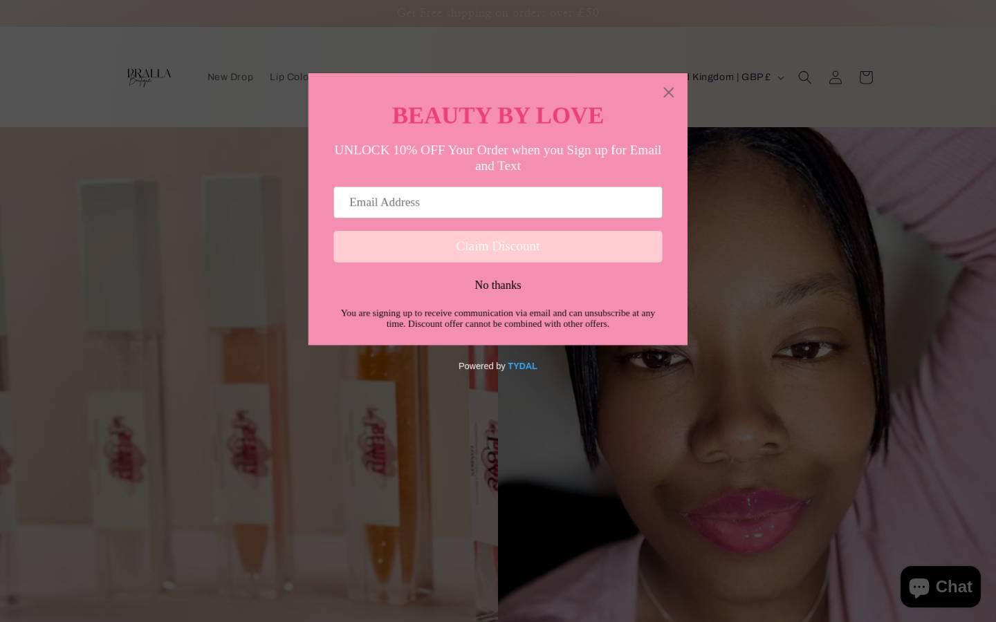 prallaboutique.com homepage screenshot
