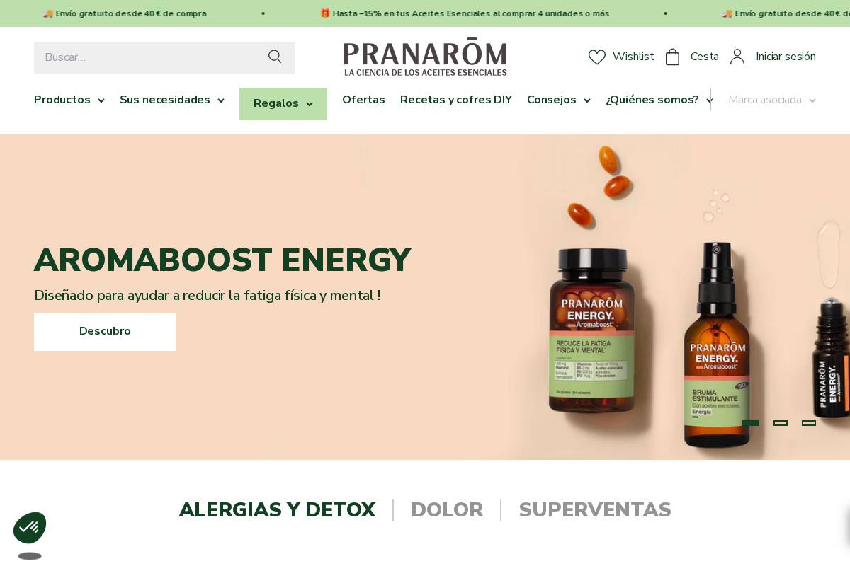 pranarom.es homepage screenshot