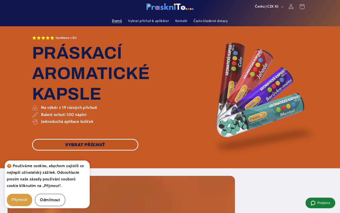 prasknito.cz homepage screenshot
