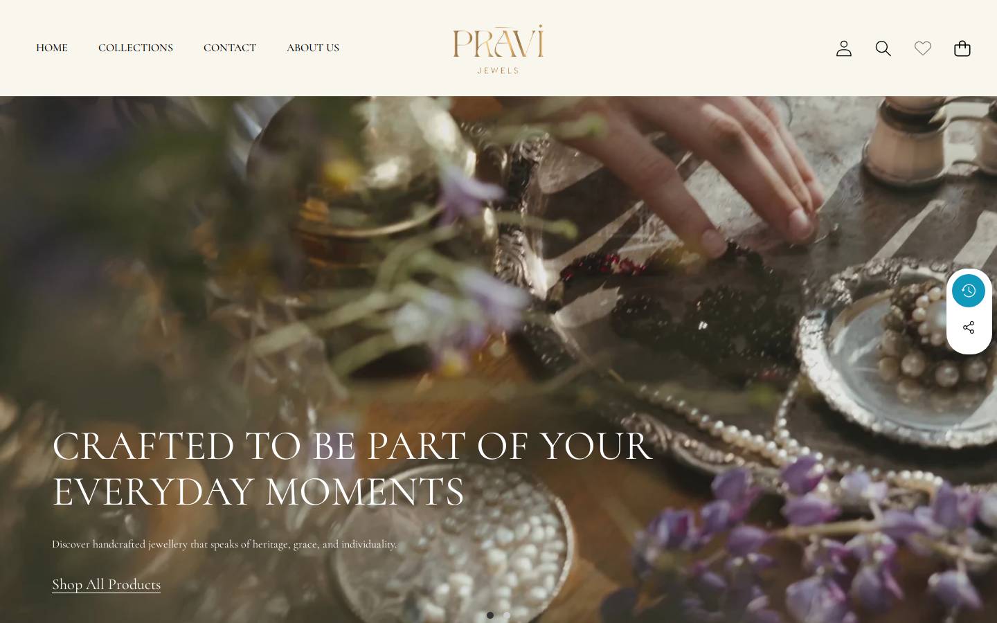 pravijewelsbyks.com homepage screenshot
