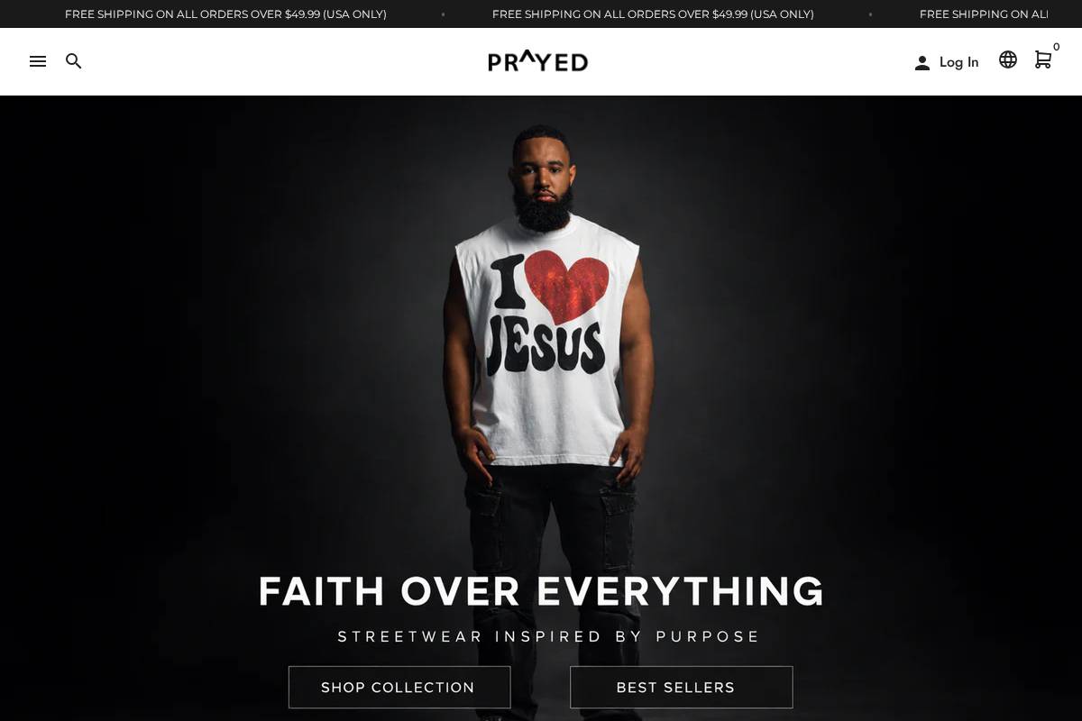 prayedupapparel.com homepage screenshot