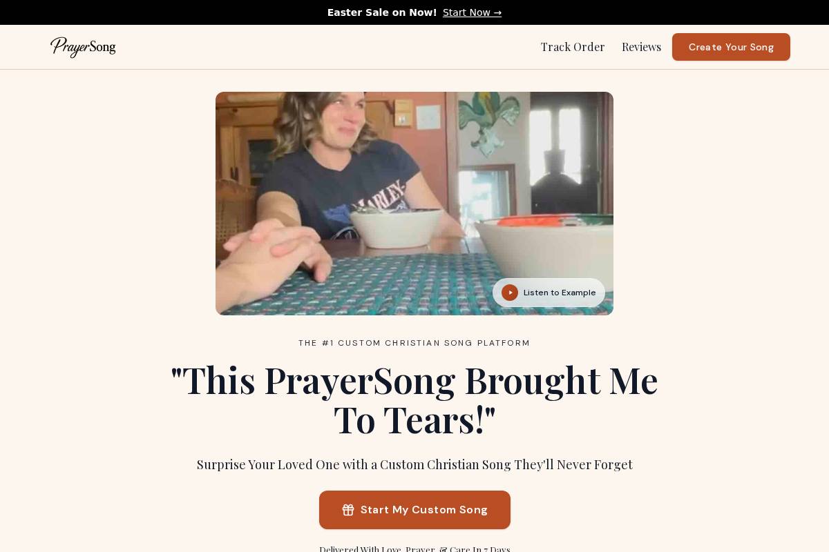 PrayerSong homepage screenshot