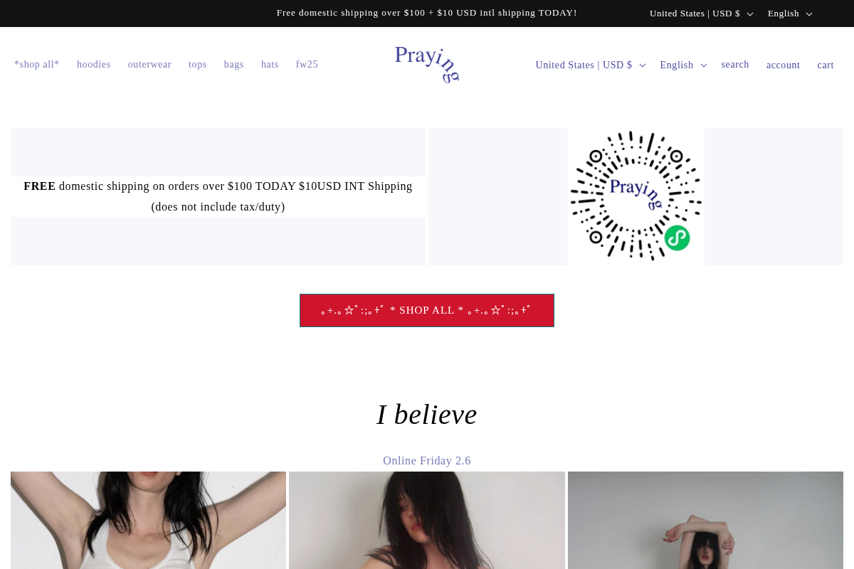 prayingg.com homepage screenshot