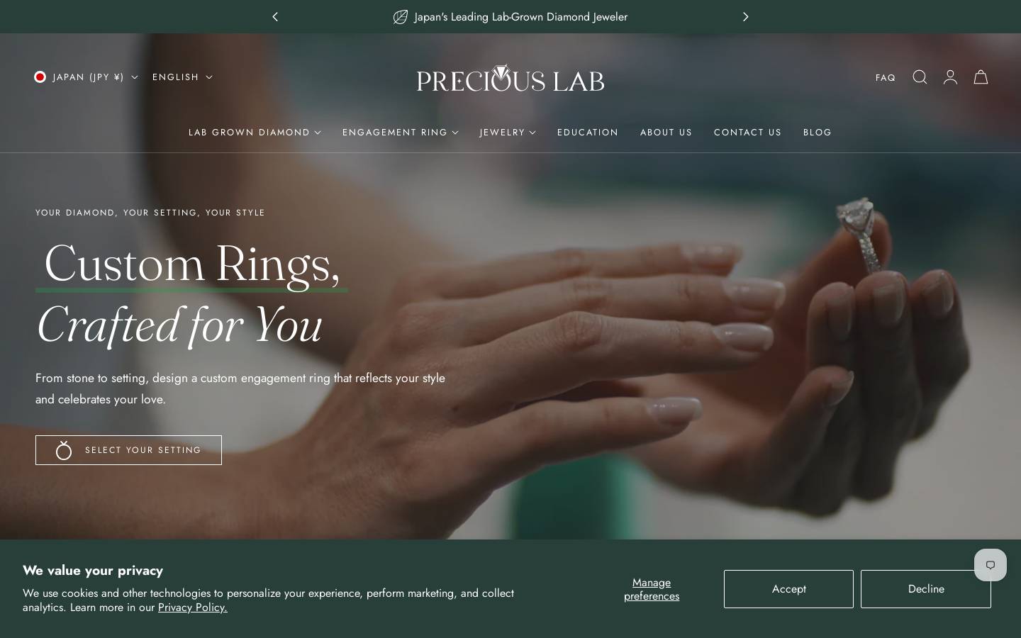 Precious Lab homepage screenshot