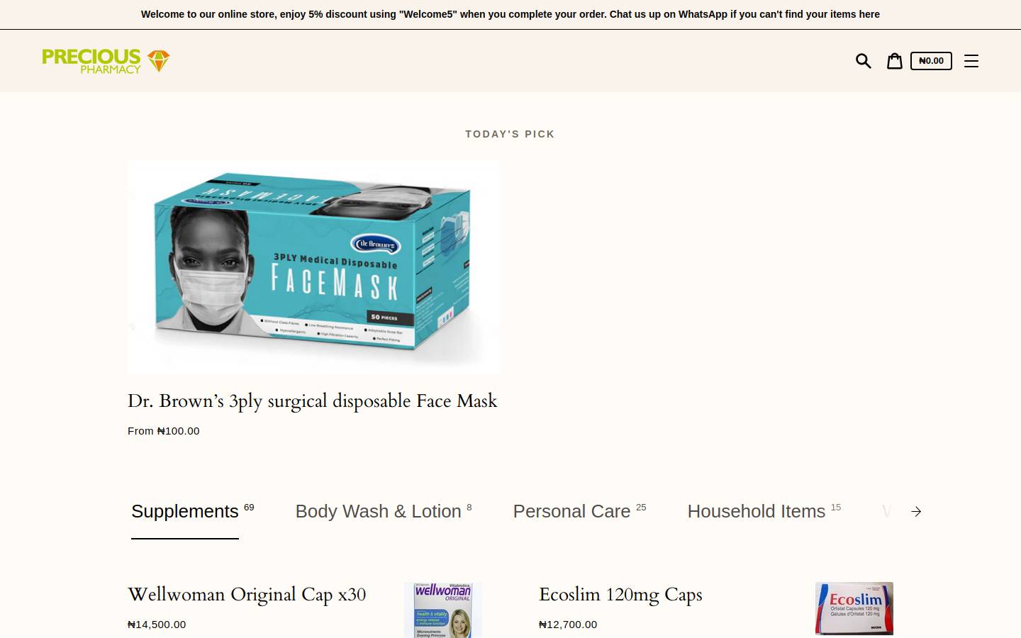 precious-pharmacy.com homepage screenshot