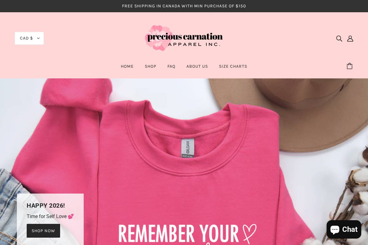 preciouscarnation.com homepage screenshot