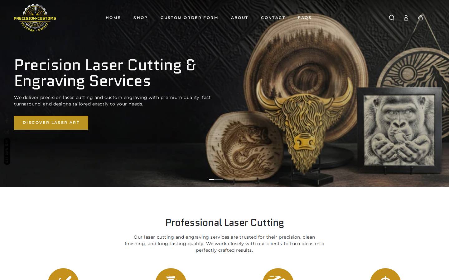 precision-customs.com homepage screenshot
