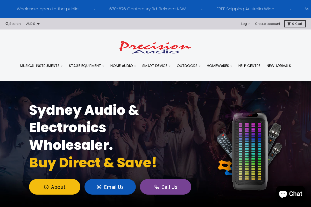Precision Audio homepage screenshot