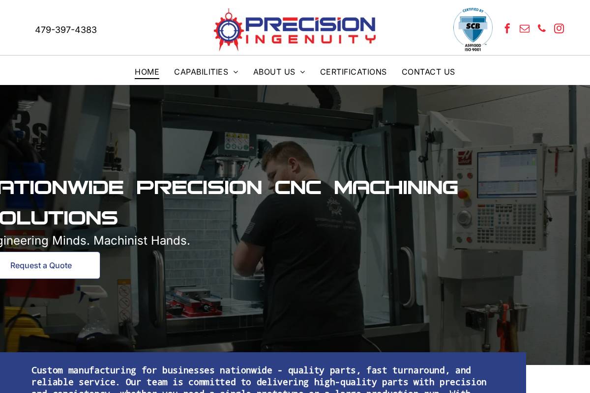 precisioningenuity.com homepage screenshot