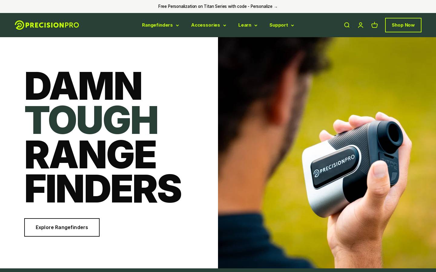 Precision Pro Golf homepage screenshot