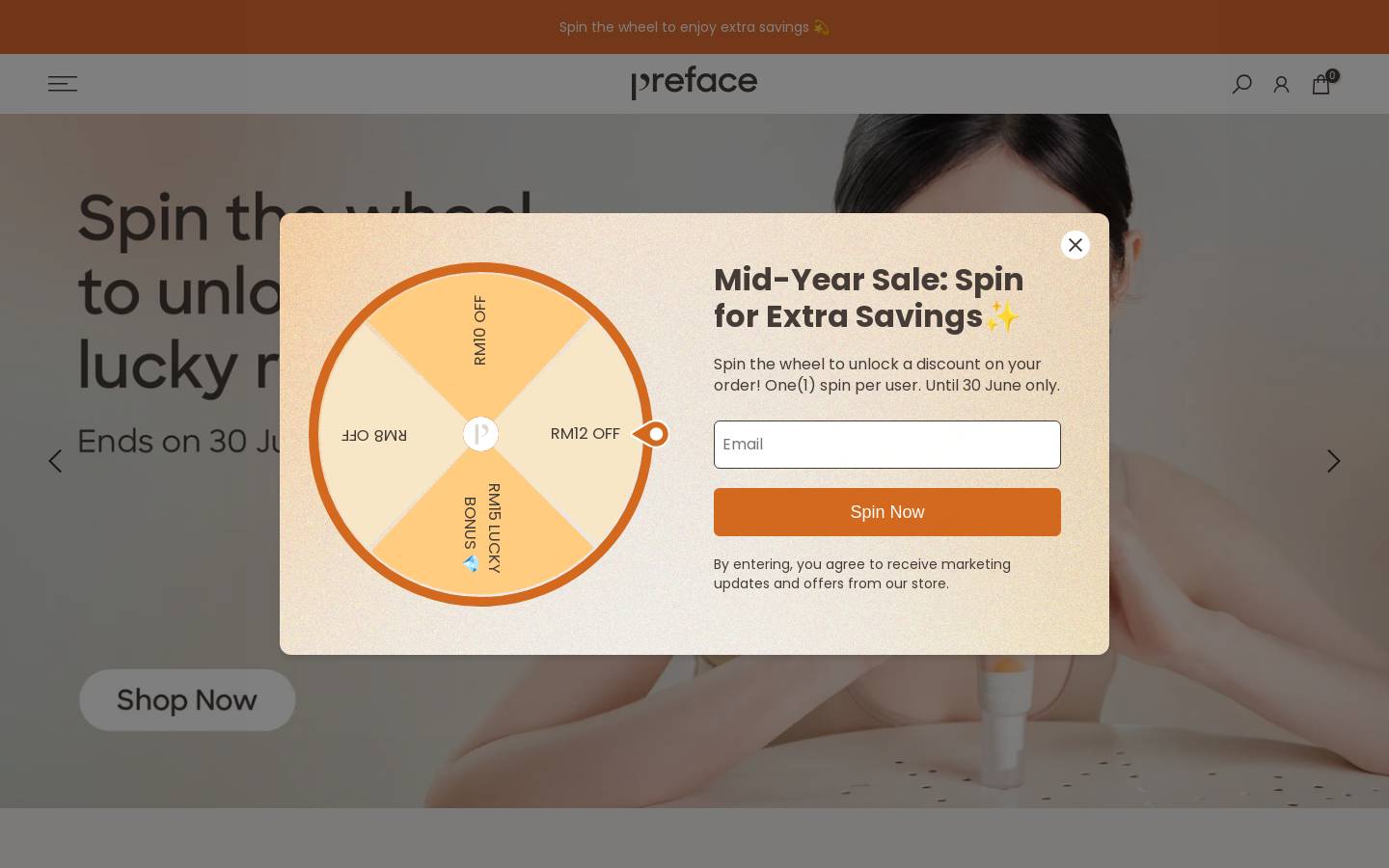 prefaceskin.com homepage screenshot