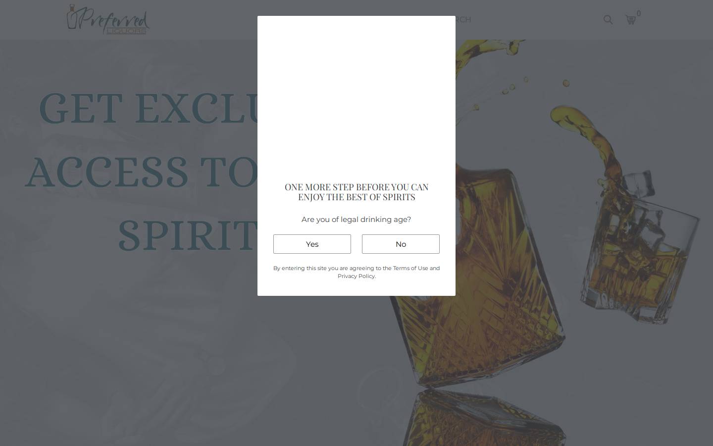 preferredliquor.com homepage screenshot