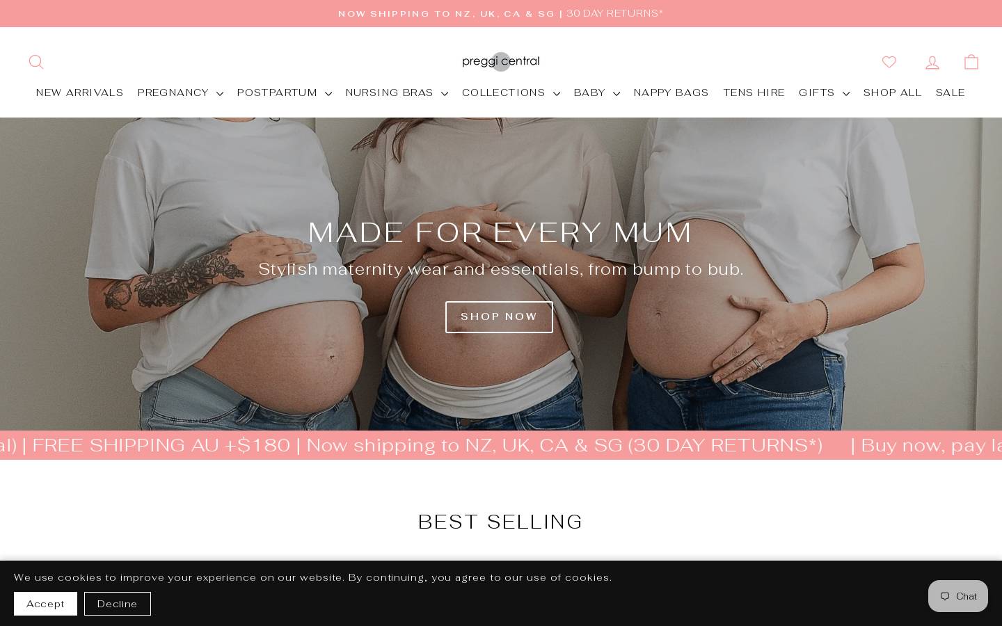 Preggi Central homepage screenshot