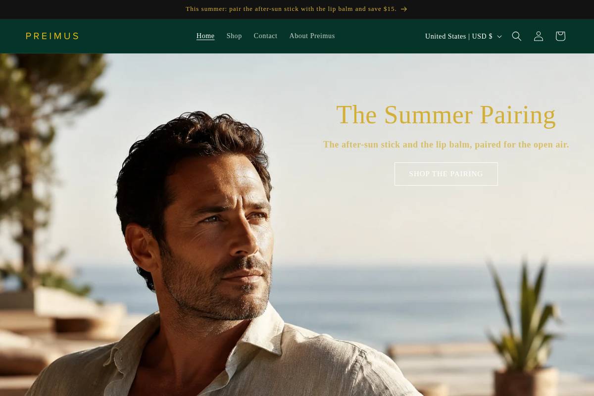 preimus.com homepage screenshot