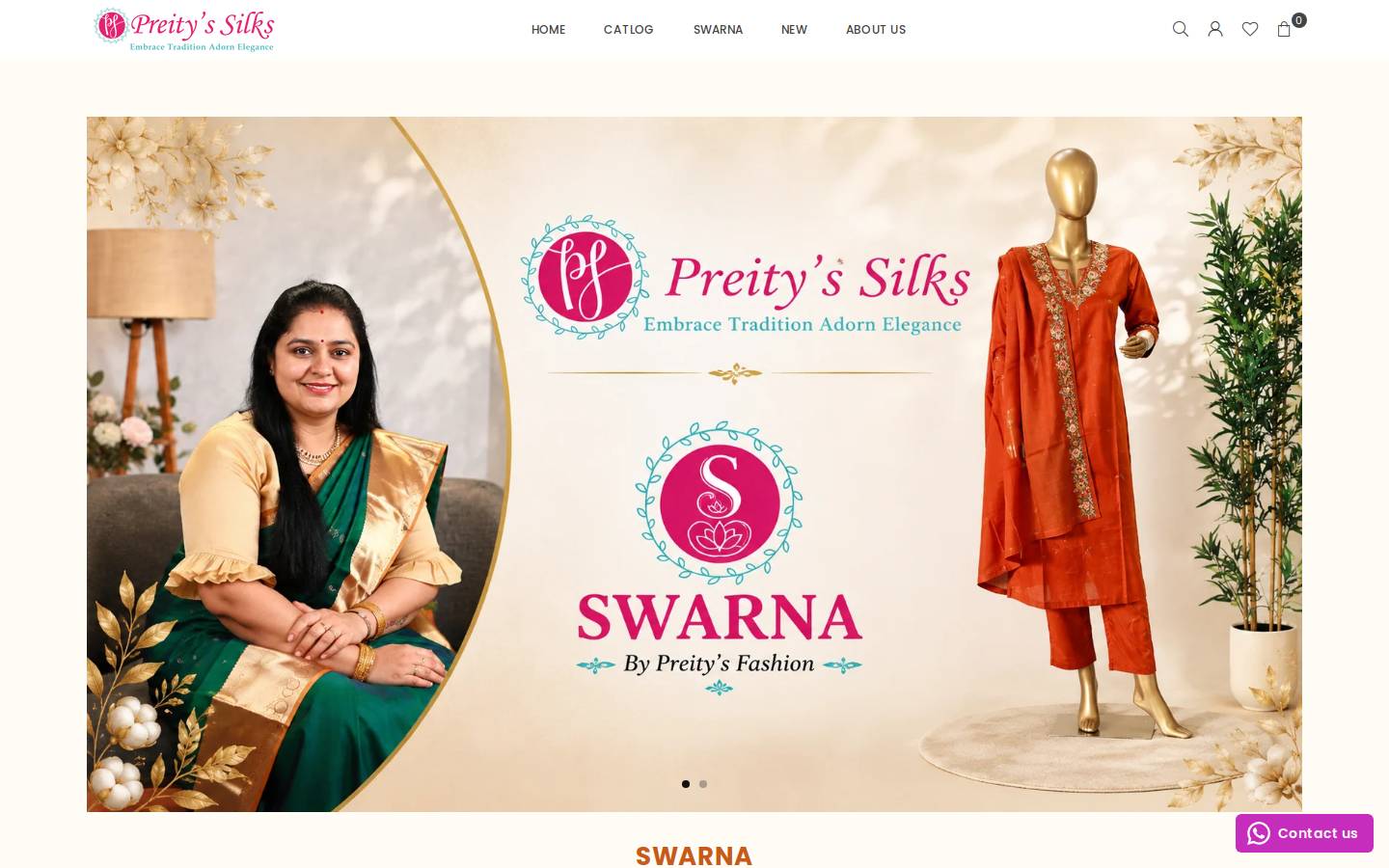 preityssilks.com homepage screenshot