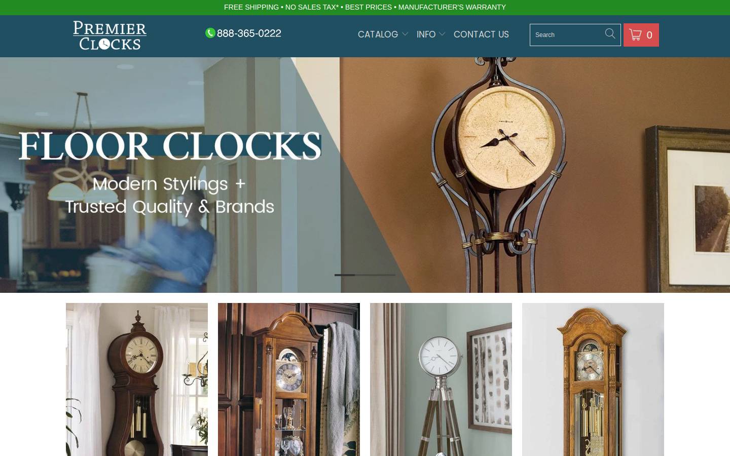 premierclocks.com homepage screenshot