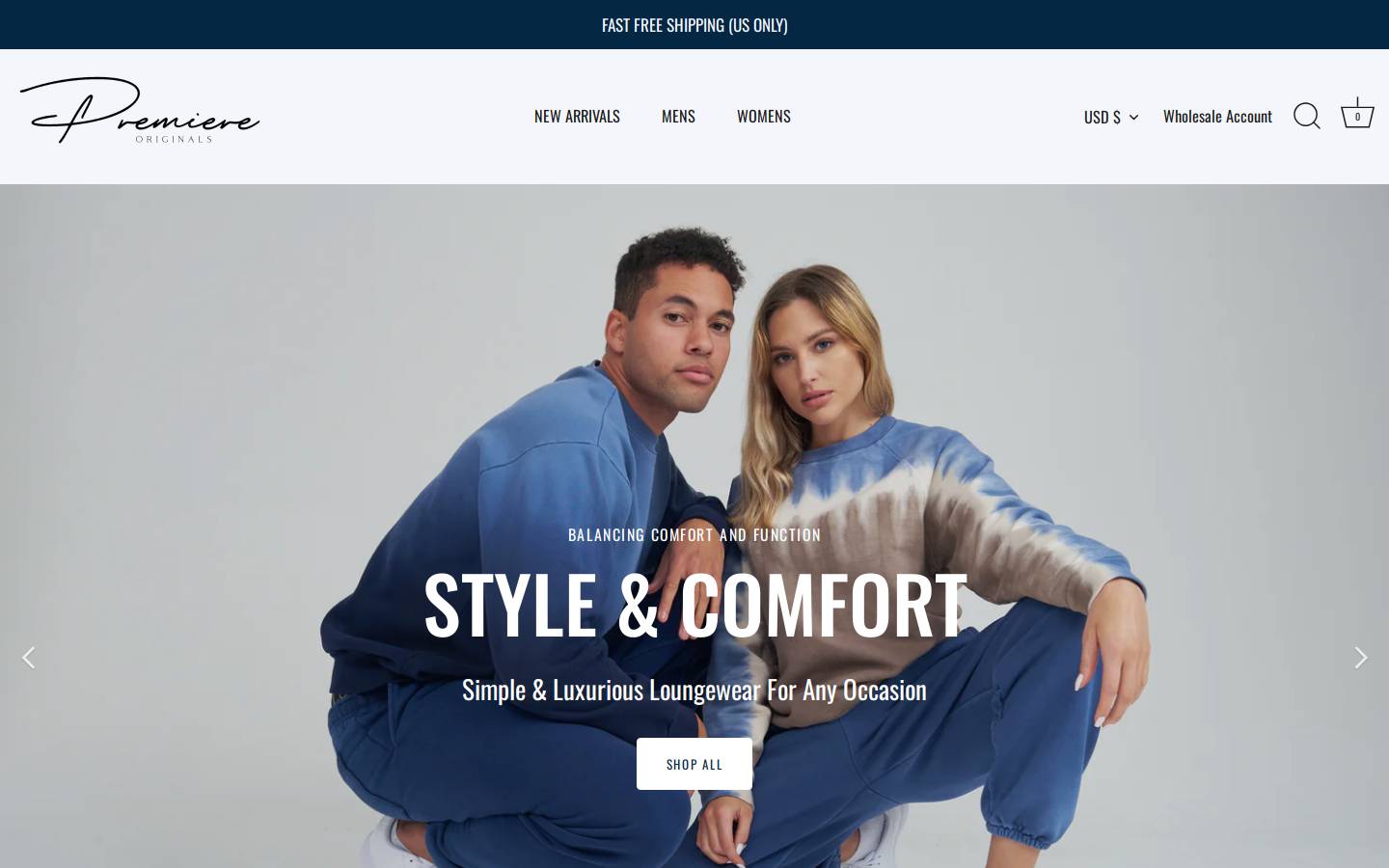 premiereapparel.net homepage screenshot