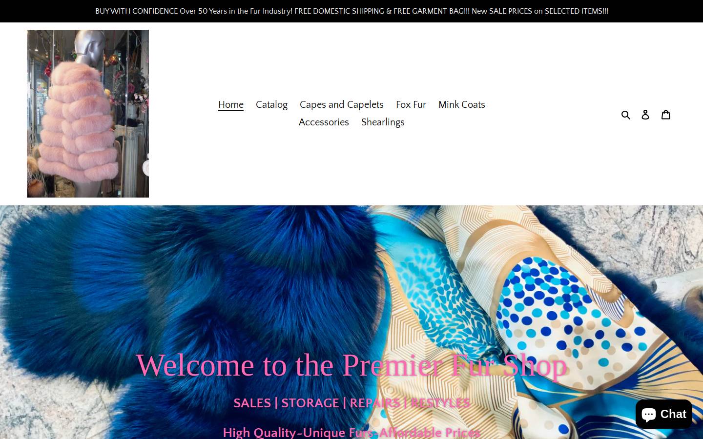 premierfurshop.com homepage screenshot