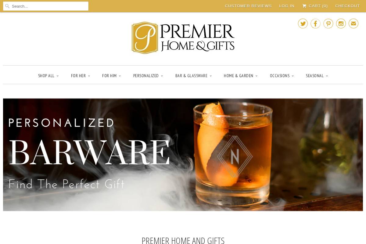 premierhomeandgifts.com homepage screenshot