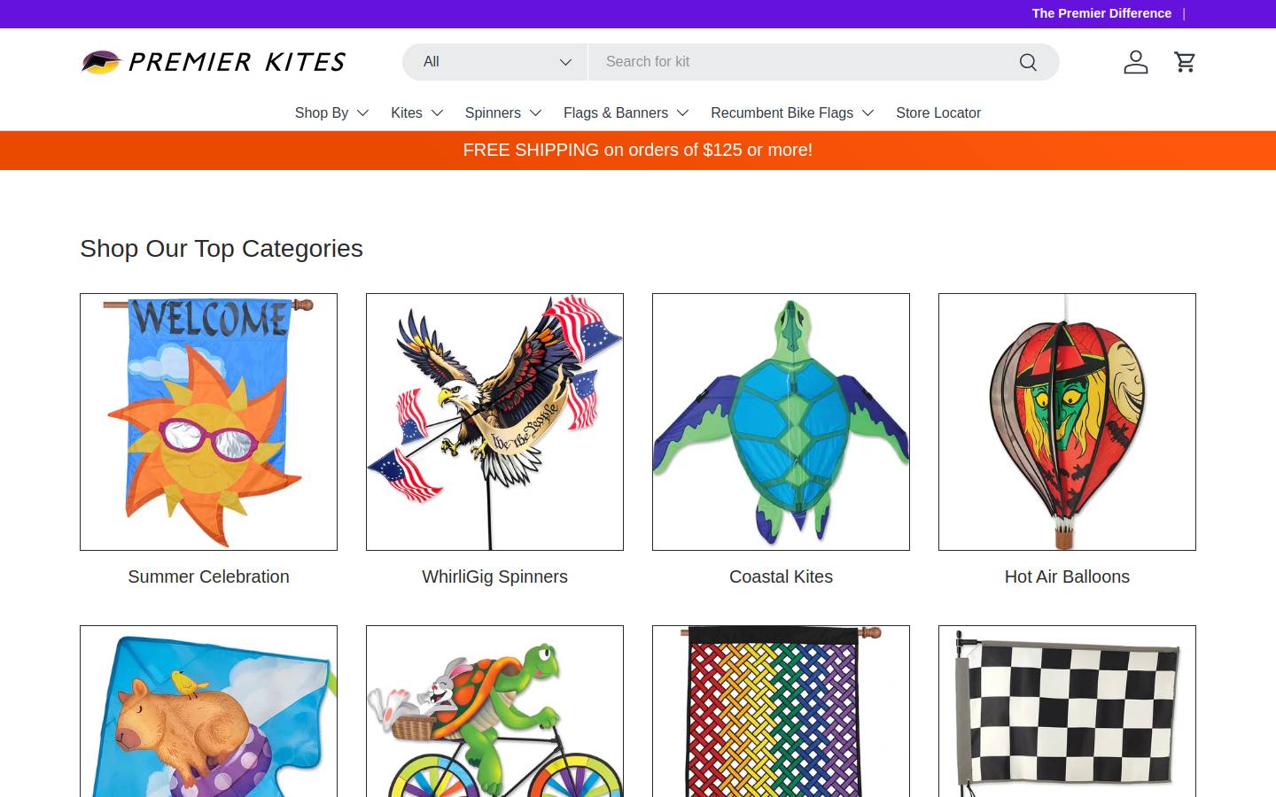 Premier Kites & Designs homepage screenshot