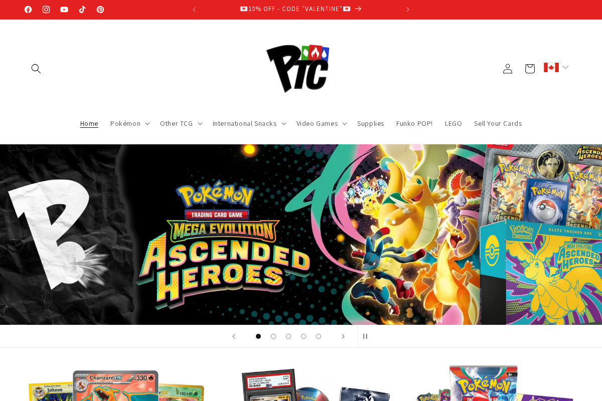 Premiertradingcards homepage screenshot